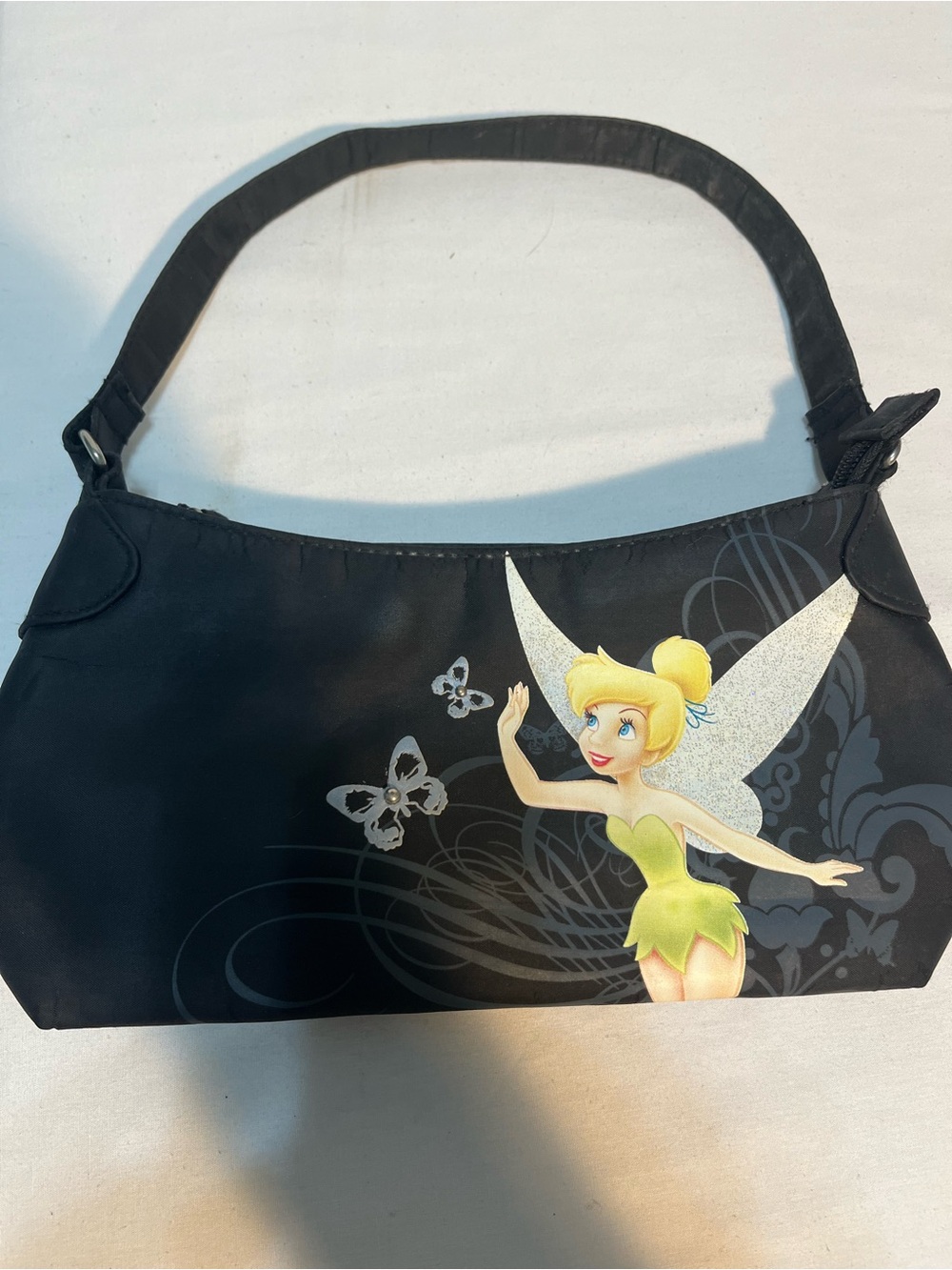 Disney Black Shoulder Bag with Tinker Bell Graphic
